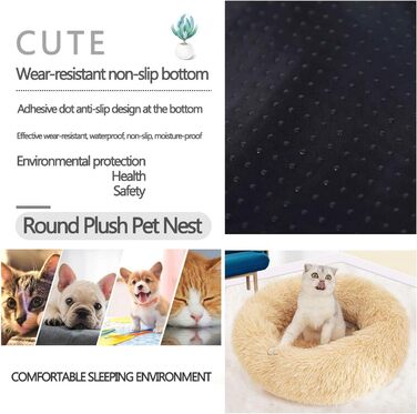Заспокійливе ліжко для собак, подушка-пончик, кругла, дуже м'яка, пральна, для собак та котів