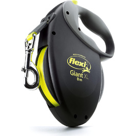 Рулетка Flexi Giant XL 8 м для великих і сильних собак, чорна/неонова жовта
