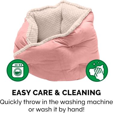 Ортопедичне ліжко для собак Furhaven, великих порід, кругле, знімний, пральний чохол, до 36,3 кг – Sherpa & Wildleder Snuggery – 111,8 см, ортопедична піна (Soft Pink, L 61 x B 61 x H 46 см, Calming Hug Nest)
