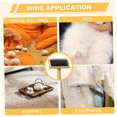 Дві кардіруючі щітки з ворсистим фетром для пряжі та ткацтва, кардіруючий гребінець з насадкою для пальця