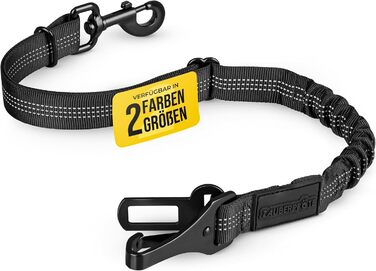 Автомобільний повідок для собак 'Argo' – регульований безпечний повідок з амортизацією та ISOFIX – для всіх порід собак (Розмір S) (Чорний, L (63-87 см))