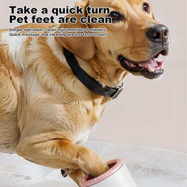 Електричний мийник лап для собак – силіконовий очищувач лап для домашніх тварин, мийник брудної шерсті | Перезаряджуваний мийник лап для тварин, мийник лап для собак, котів (білий рожевий)