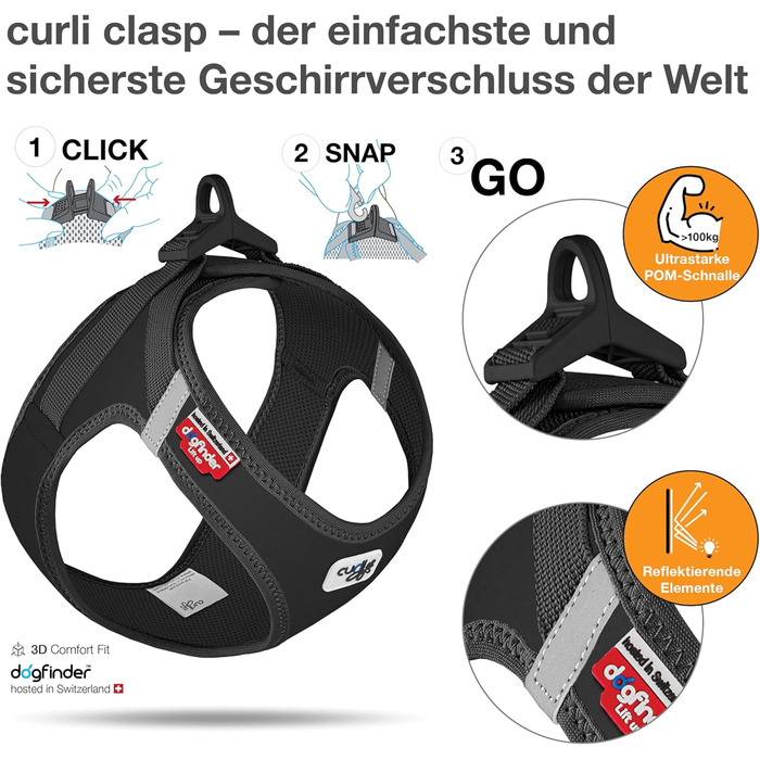 Шлейка для собак Curli Clasp Softshell (S, Чорний)