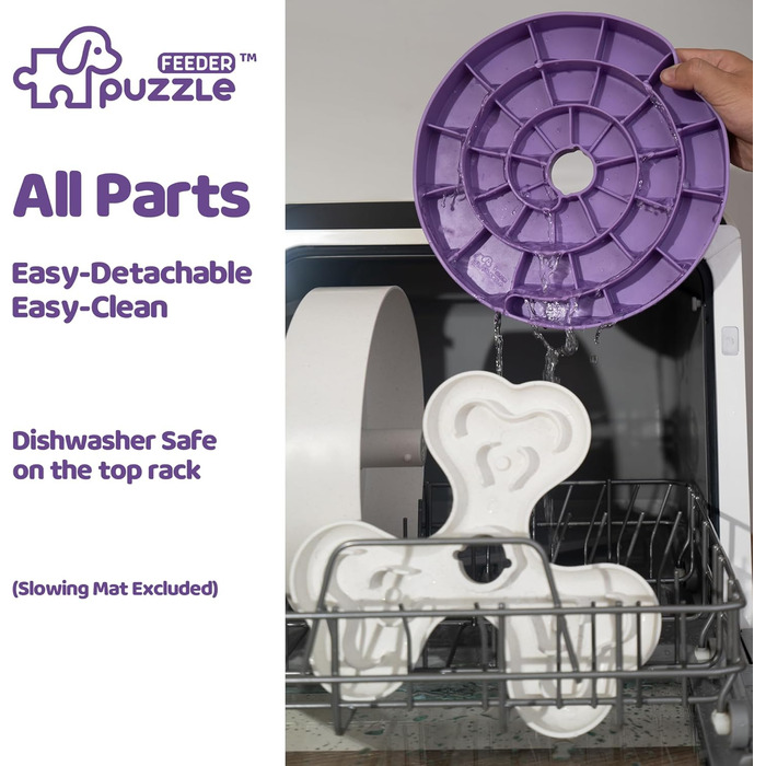 Антишлінговий набір для собак - миска для сухого, вологого та сирого корму | Головоломка для корму для собак для веселих та здорових прийомів їжі | Антишлінговий набір для собак з чотирма лапами, фіолетовий