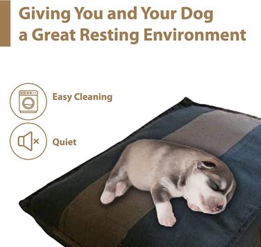 Ліжко для собак Ellie-Bo середнього розміру 71 x 48 x 10 см, смугастий дизайн чорного та коричневого кольорів, підходить для клітки 76,2 см