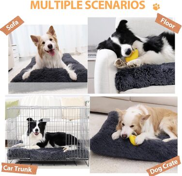 Велике миюче ліжко для собак у клітку, 104 x 68 см, ліжко для великих собак, вологостійке, знімний, миючий чохол, ліжко для домашніх тварин, темно-сірий