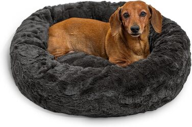 Лежак для собак Best Friends by Sheri Calming Donut, штучне хутро, норкова сіра, 58x58 см