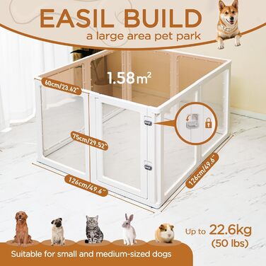 Вольєр для собак Citylife 8-TLG, 75 см, розкладний, для собак, котів, кроликів, 120x120x75 см