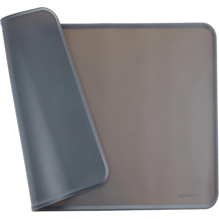 Силіконовий килимок під миску для тварин Amazon Basics, 47 x 29 см (2 шт.), сірий