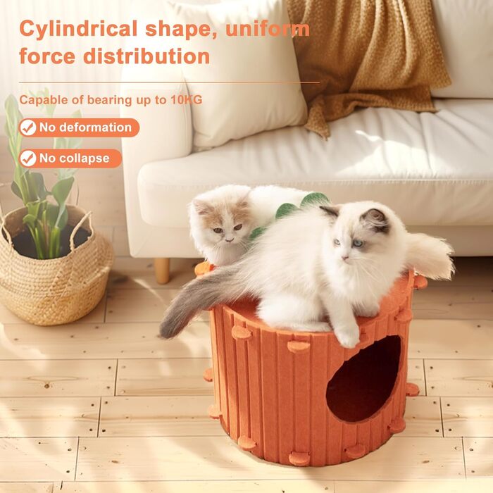 Двоярусна кігтеточка-будиночок для котів з платформою та іграшкою, 60x40x40 см