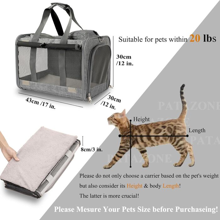 Транспортна сумка для собак та котів, сіра: зручна, дихаюча, для подорожей та прогулянок