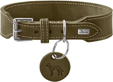 Нашийник для собак Hunter Aalborg ExtraWide оливкового кольору, 50 см, м'яка шкіра, Made in Germany