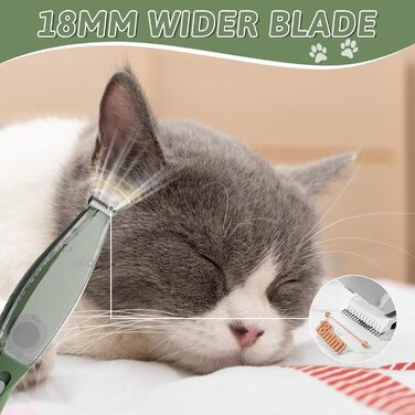 Триммер для собак з подвійними лезами, 2 швидкості, для догляду за лапами, обличчям, вухами, очима. Зелений колір