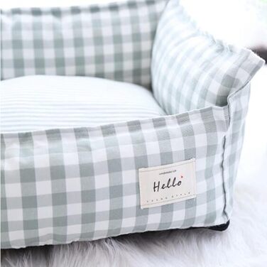 Килимок для собак/кішок, бавовняний льон, в клітинку, дихаючий, з неслизьким дном, заспокійливий, знімний матрац, розмір S, кольору абрикос