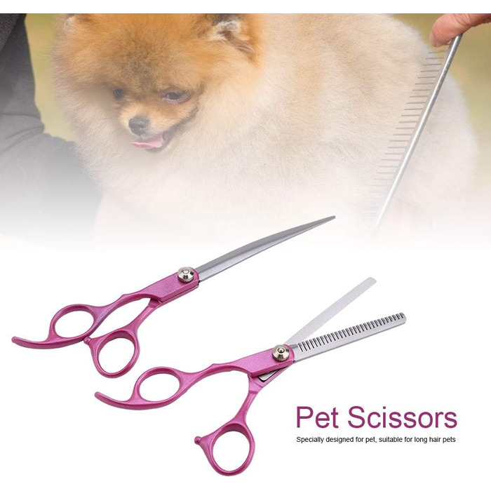 Професійний набір для грумінгу домашніх тварин SYH&AQYE: 4 ножиці для собак та котів, випрямлені та зігнуті моделі, з гребінцем
