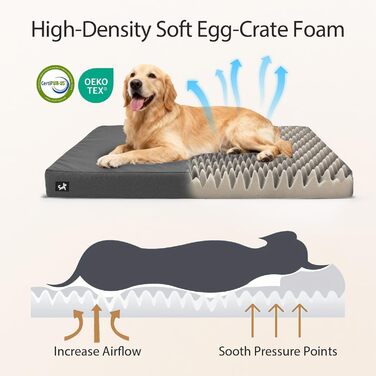 Ортопедичне собаче ліжко Sytopia з тканини для яхт для великих та середніх собак, підходить для дому та вулиці, водонепроникне та миється, знімний чохол, неслизьке дно, розмір 107 x 76 x 8 см, сірий колір