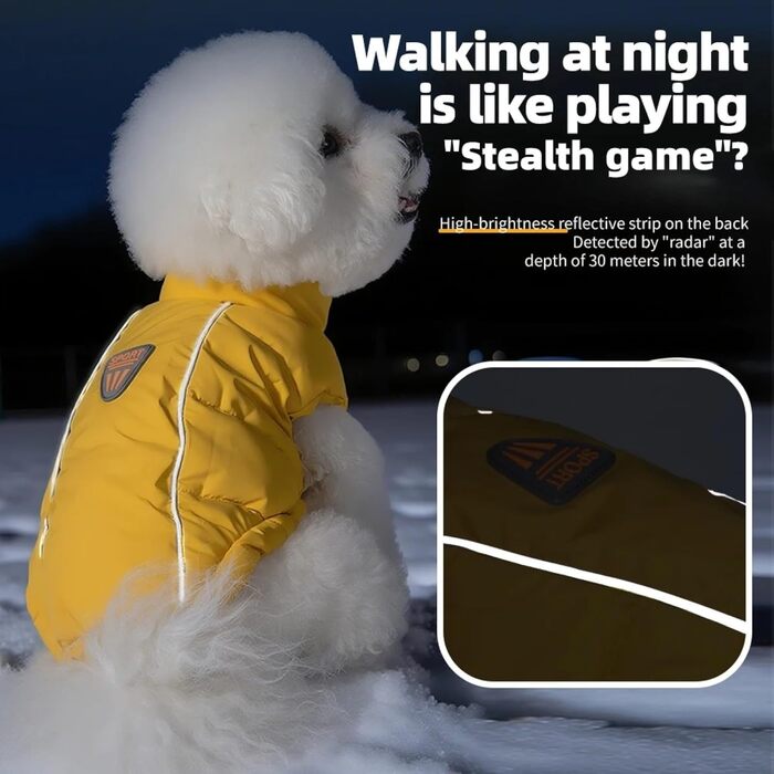 Тепла водонепроникна куртка для собак, захист від снігу та холоду, жовта, розмір M