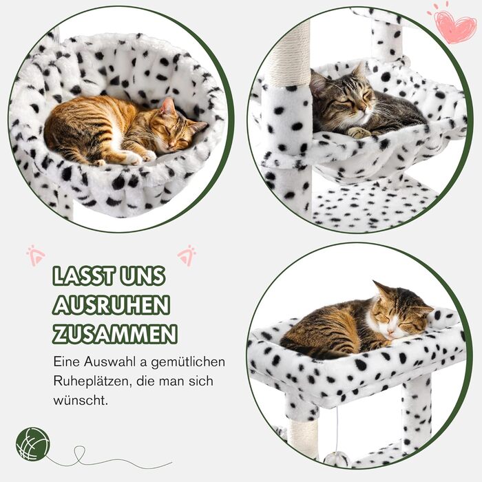 Кігтеточка MUTICOR велика, 206 см, багатоярусна, для великих котів, з лежаком-гамаком, широка база (білий та чорний)