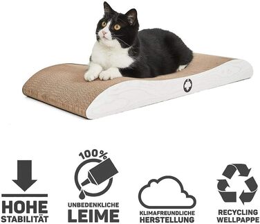 Кігтеточка CanadianCat Comet XL 75x30x8 см, біла, з котячою м'ятою, картонна, для котів