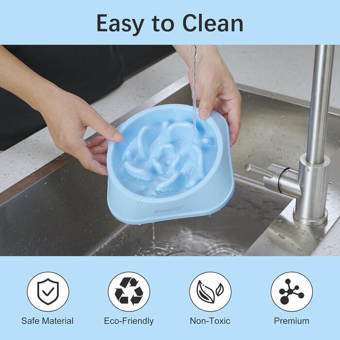 Миска для собак MateeyLife Slow Feeder - повільна годівниця, синій/темно-синій, середня