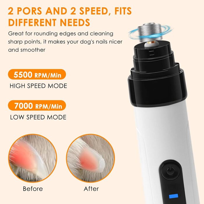 Електричний точило для собачих кігтів Krallenschleifer, USB, тихе точило для собак та котів великих, середніх та малих порід