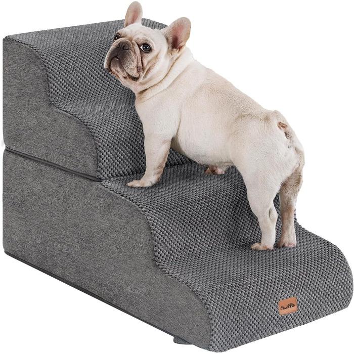 Сходи-рампа для собак Made4Pets, 4-ступінчасті, з 35D піни, для ліжка, дивана, килимка, для малих собак і котів, протиковзкі, сірі