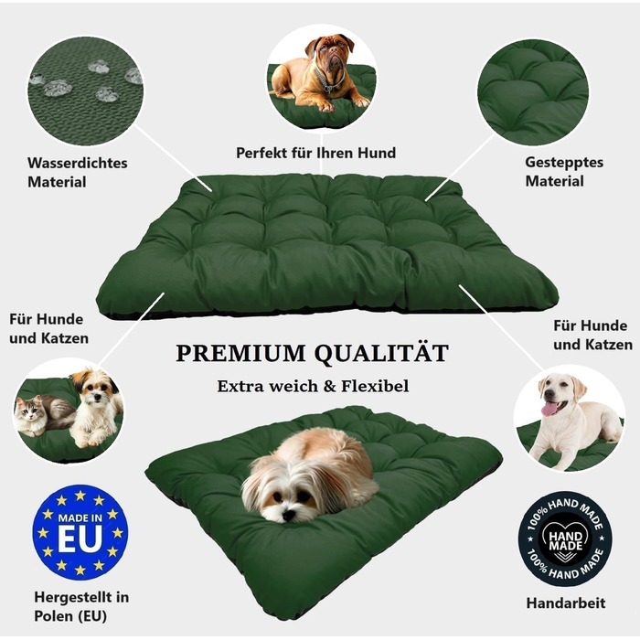 Килимок для собак King Dog: водовідштовхувальний, 80x60 см, 10 см, зелений, M