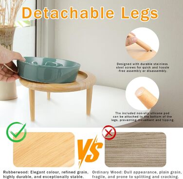 Миска для собак Anti Schling Napf з кераміки, піднята миска для собак, запобігає блювоті, інтерактивна миска для повільного годування для собак, котів та маленьких собак, темно-зелена, 15.5 см