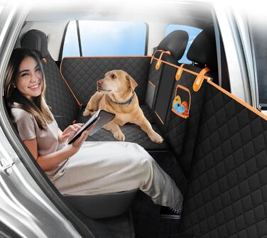 Водонепроникний захист для автосидіння для собак з піною-ефект-ящиками та жорсткою основою, подовжувач заднього сидіння для собак з покращеним захистом дверей, лежанка для собак для подорожей, кемпінгу, підходить для