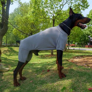 Піжама для собак Lovelonglong з бавовни, теплий халат-боді для собак великих, середніх та маленьких порід, розмір L, темно-сірий