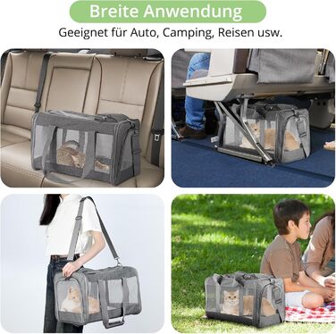 Транспортна сумка для котів та собак середнього розміру TAIKURA, складана переноска для тварин, дихаюча та миюча, з плечовим ременем, 44x31x31 см