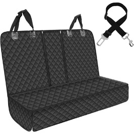 Захист для заднього сидіння авто для собак, водовідштовхувальний, з кріпленням для ременів безпеки, чорний