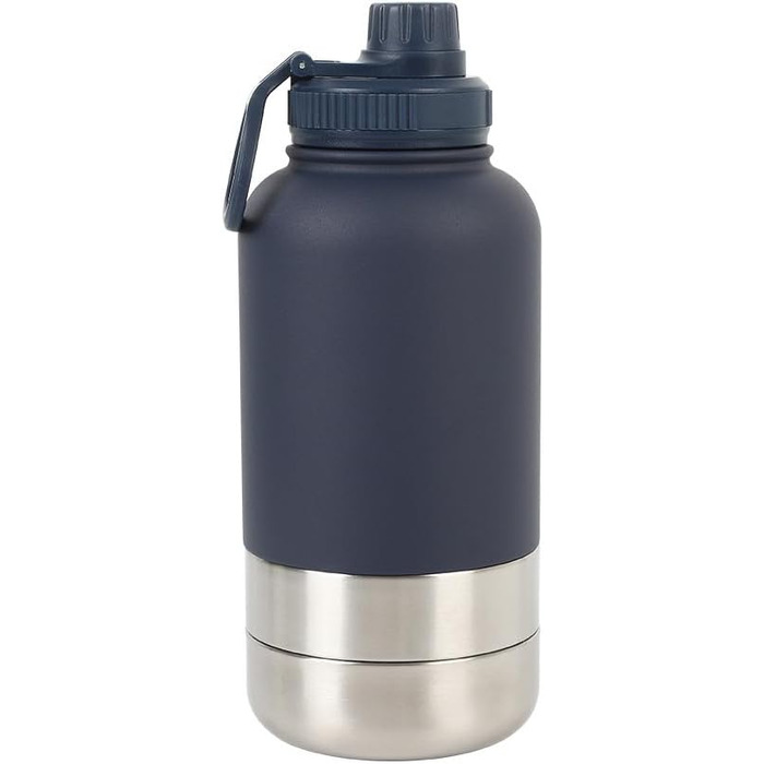 Водяна пляшка для собак на винос 950 мл - 4-в-1 з мисками для води та їжі, ізольована сталева пляшка для собак, BPA-Free, аксесуари для собак для подорожей, походів, прогулянок