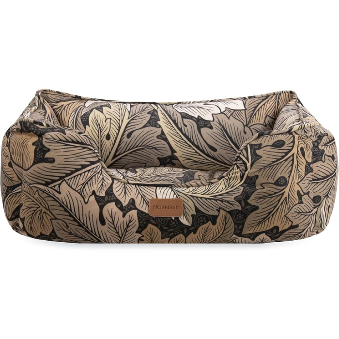 Лежак для собак Rosewood x Morris & Co Acanthus, малий, хакі, з м'якими бортами, нековзкий, праний, розкішний принт Вільяма Морріса