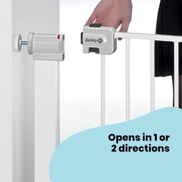 Ворота захисні Safety 1st Auto Close, Treppenschutzgitter без свердління, 73–80 см (розширюється до 136 см), автоматичне закривання, відкривання однією рукою, двостороння фіксація, білий (SecureTech)