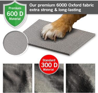 Килимок для собак великих порід 110x90 см - Міцний матеріал Oxford 600D, водовідштовхувальний, XXL, 10 см висоти, двосторонній, для використання на вулиці - Сірий 110x90x10 см
