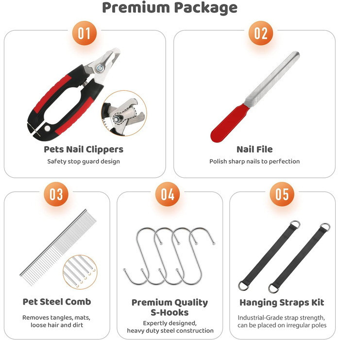 Гамак для грумінгу собак та котів Guzekier, фіксатор, набір для догляду: триммер, пилка, гребінець (до 13 кг)