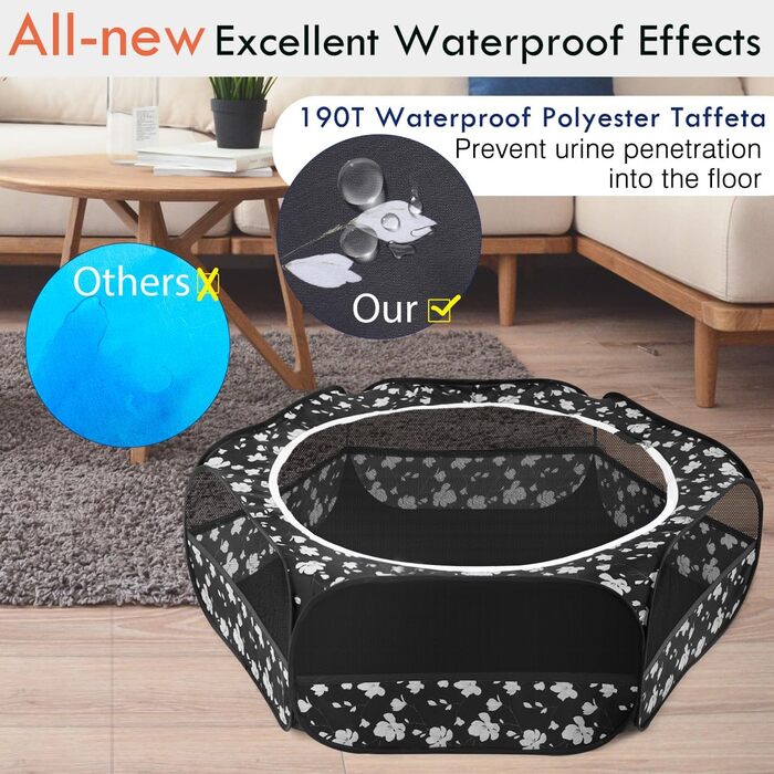 Pawaboo: вольєр для дрібних тварин, водяний, складаний, для кроликів, курей, кошенят, цуценят, хом'яків. З сіткою, блискавкою та нейлоновим дном (Magnolie)