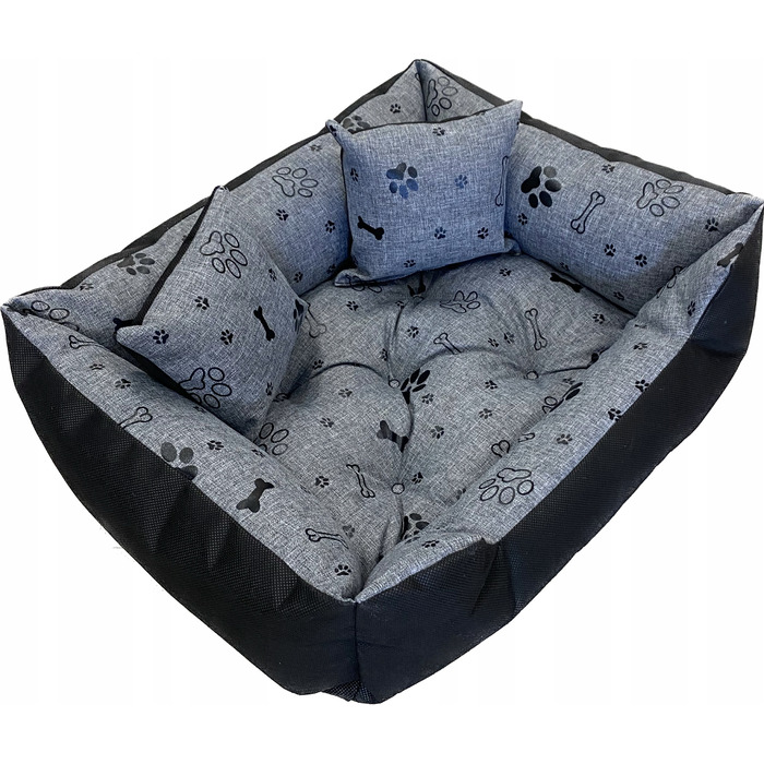 Лежак для собак WBM Sewing прямокутний, білий з чорним, 100x75 см