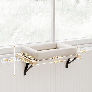 Ліжко для котів PawHut з підвісною конструкцією, 50x36 см, кремово-біле, з знімним, пральним подушечкою