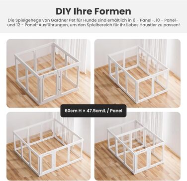 Клітка-біговий вольєр для цуценят Gardner Pet Acryl, 60 см, 8 панелей, для дому, складана, прозора, з присосками, підходить для цуценят, кроликів, котів, свиней
