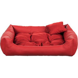 Gutekissen® Лежанка для собак з екошкіри - м'яке ліжко-софа для собак, лежанка для собак, крісло-лежанка, подушка для собак, штучна шкіра, місце для сну собаки, довговічні матеріали, висока якість, EKO (XS - 55x45, Червоний) XS - 55x45 Червоний