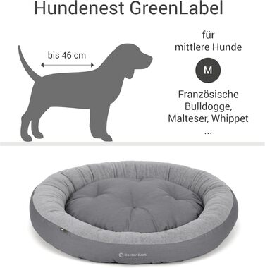 Кругле м'яке ліжко для собак середніх порід GreenLabel, Königsblau (блакитний) - ліжко-гніздо з ворсистим наповнювачем, знімний чохол Fleece/Baumwolle, розмір M (60x50 см)