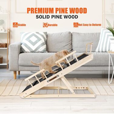 Рампа для домашніх тварин складна дерев'яна, 110 см, регульована висота, для собак та котів
