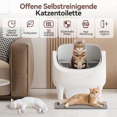 Автоматичний лоток для котів TRIUMPHKEY, XXL, з керуванням через додаток, самоочисний, для великих котів до 15 кг, 15 днів без очищення, підходить для кількох котів