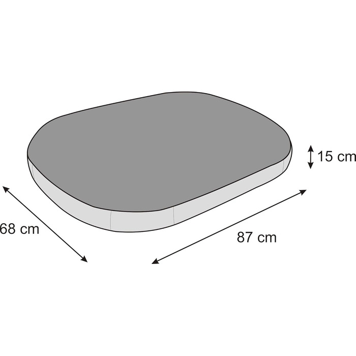 Лежанка для собак овальна, лежанка-матрац для собак середніх порід, 87 x 68 см, чорна, з екологічного льону