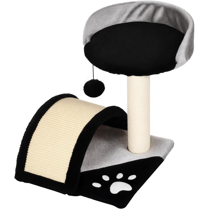Кігтеточка для котів PawHut - кігтеточка-дерево з іграшками, чорна, 35,5 x 37 x 46 см