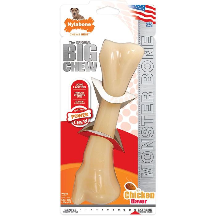 Nylabone Extreme іграшка-кістка для собак, для агресивних та сильних жуваків, зі смаком курки, для дуже великих собак понад 23 кг