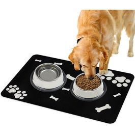 Нековзна килимок під миску для собак та котів Walant, миється, швидко сохне, легко чиститься (Чорний)