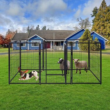 Клітка для собак HENGMEI, 80 см, розкладний вольєр для собак, котів, кроликів, для дому та на вулицю, 8 частин